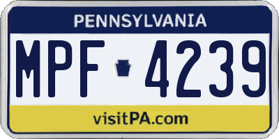 PA license plate MPF4239