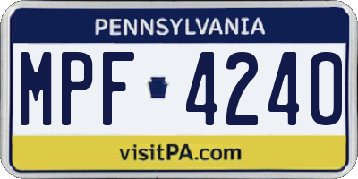 PA license plate MPF4240