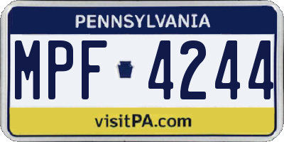 PA license plate MPF4244