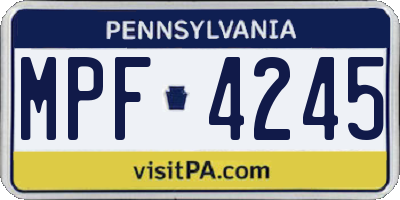 PA license plate MPF4245
