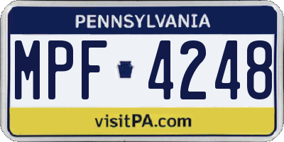 PA license plate MPF4248