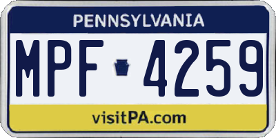 PA license plate MPF4259