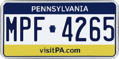 PA license plate MPF4265