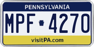 PA license plate MPF4270
