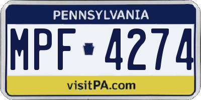 PA license plate MPF4274