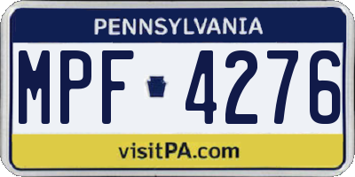 PA license plate MPF4276