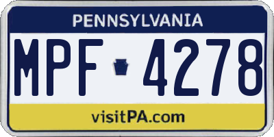 PA license plate MPF4278