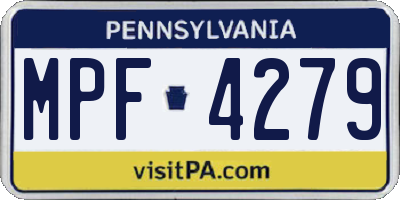 PA license plate MPF4279