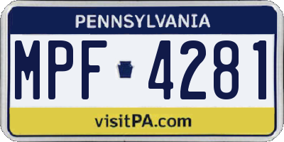 PA license plate MPF4281