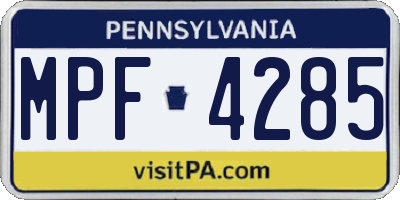 PA license plate MPF4285