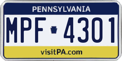 PA license plate MPF4301