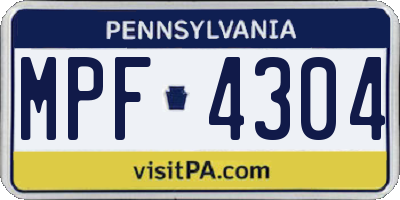 PA license plate MPF4304