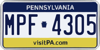 PA license plate MPF4305
