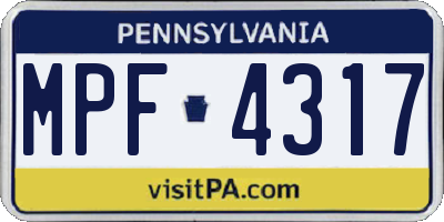 PA license plate MPF4317