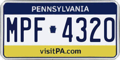 PA license plate MPF4320