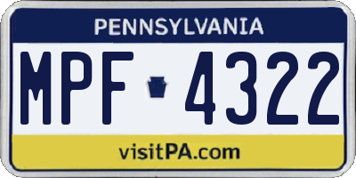 PA license plate MPF4322