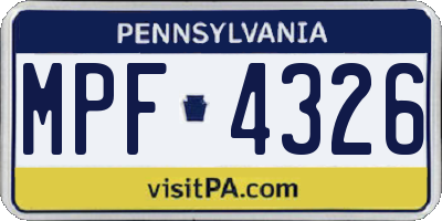 PA license plate MPF4326