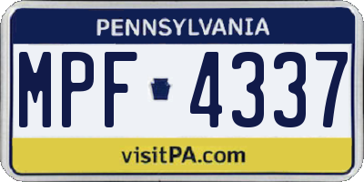 PA license plate MPF4337
