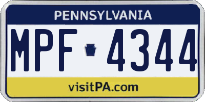 PA license plate MPF4344