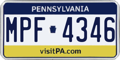 PA license plate MPF4346