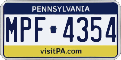 PA license plate MPF4354