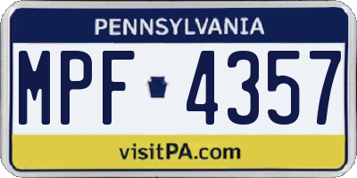 PA license plate MPF4357