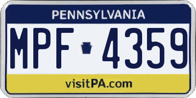 PA license plate MPF4359