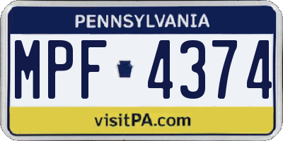 PA license plate MPF4374