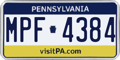 PA license plate MPF4384