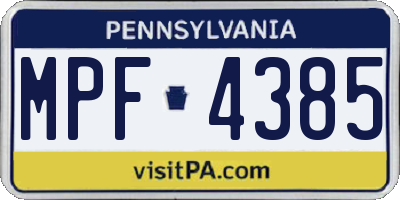 PA license plate MPF4385