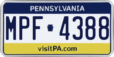 PA license plate MPF4388