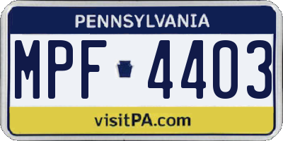 PA license plate MPF4403