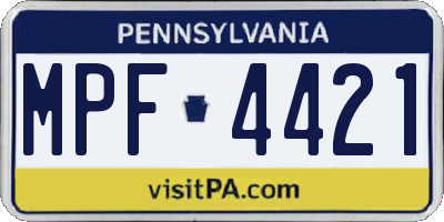 PA license plate MPF4421