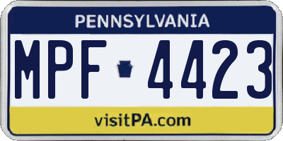 PA license plate MPF4423