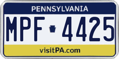 PA license plate MPF4425