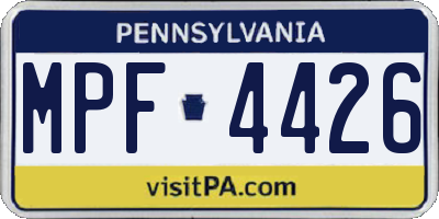 PA license plate MPF4426