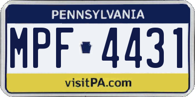 PA license plate MPF4431