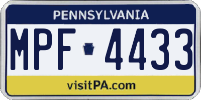 PA license plate MPF4433