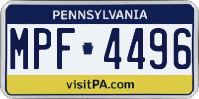 PA license plate MPF4496