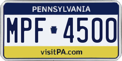 PA license plate MPF4500
