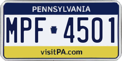 PA license plate MPF4501
