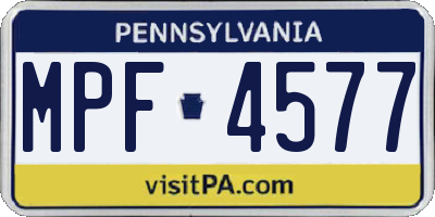 PA license plate MPF4577