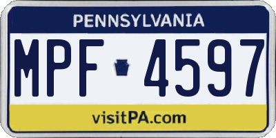 PA license plate MPF4597
