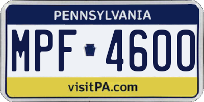 PA license plate MPF4600