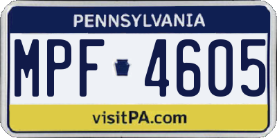 PA license plate MPF4605