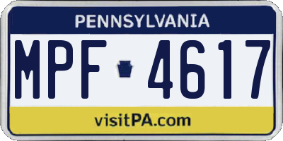 PA license plate MPF4617