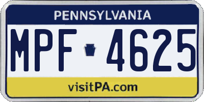 PA license plate MPF4625
