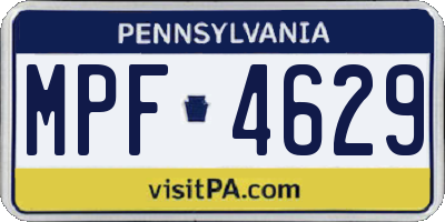 PA license plate MPF4629
