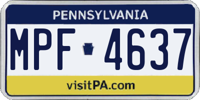 PA license plate MPF4637