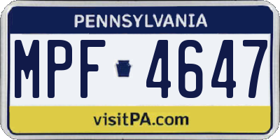 PA license plate MPF4647